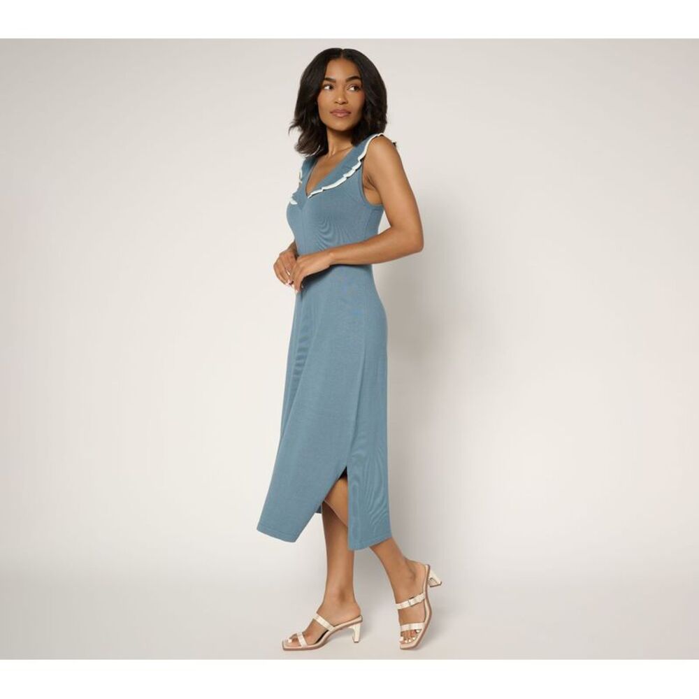 SUNNYLiFE Women's Dress Sz XS Kelle Sweater Ruffle Blue A697214